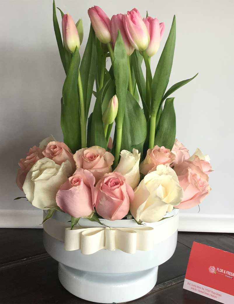 137 Tulipanes & 24 rosas - Flor y Fresa